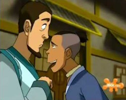 Sokka discute avec un villageois