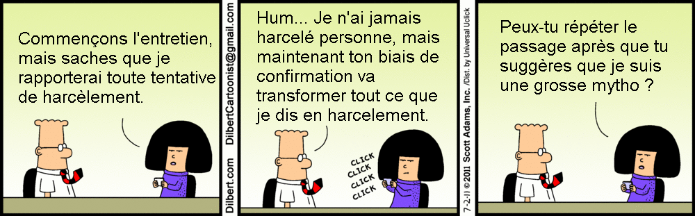 Strip BD de Dilbert sur le biais de confirmation